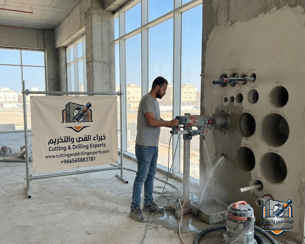 تنفيذ فتح كور للمكيفات والسباكة والكهرباء في حي الحرازات جدة باستخدام أجهزة الكور الماسي الحديثة